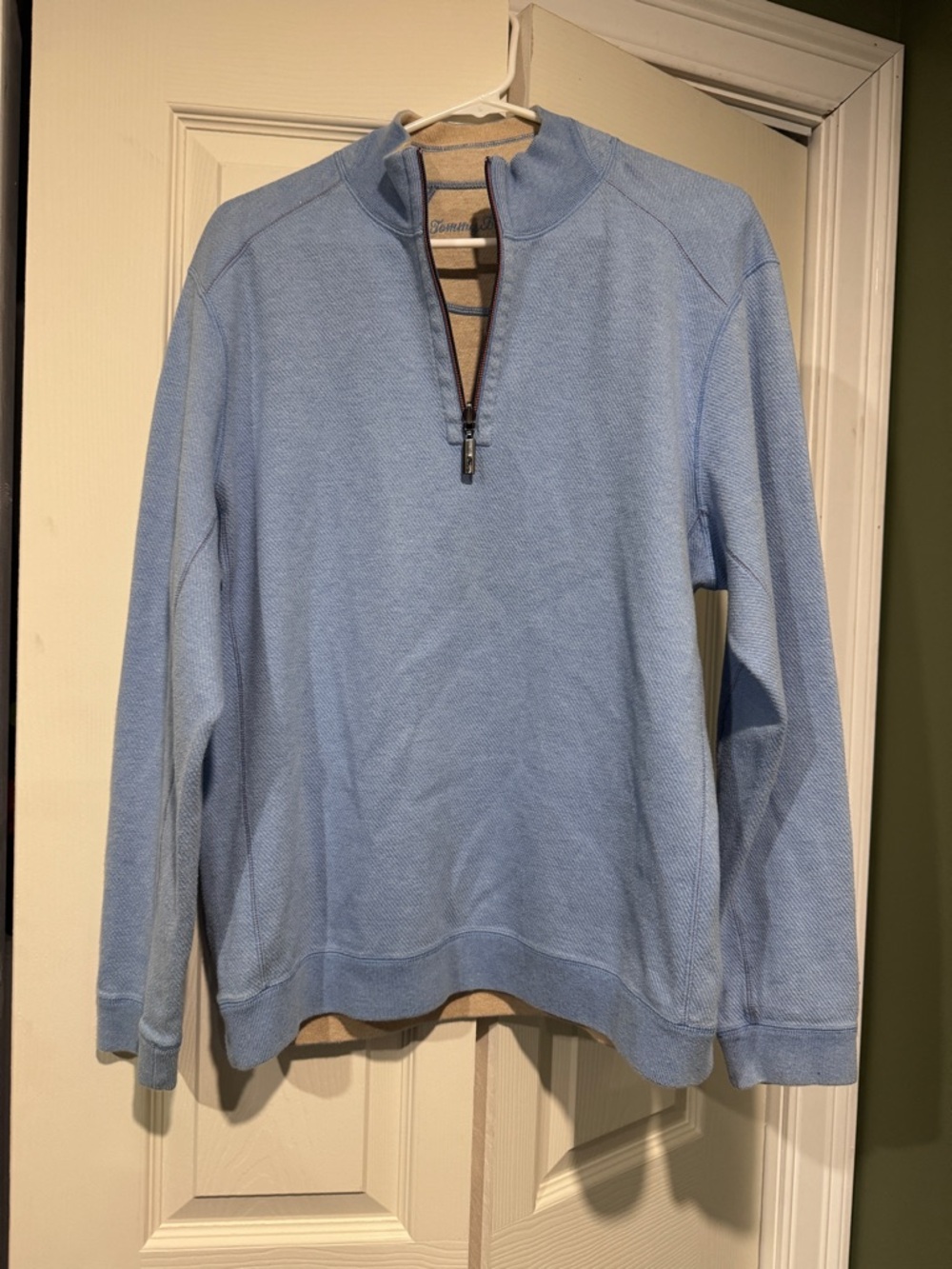 Tommy Bahama Mens Blue Gray Reversible 1/4 Zip Sweater XL